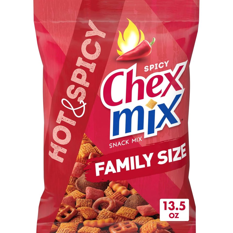 Chex Mix Hot and Spicy Savory Snack Mix. Family Size. Snack Bag. 13.5 oz