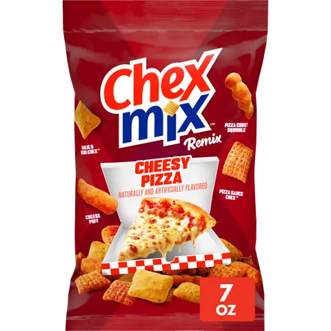 Chex Mix Traditional Original Cheesy Pizza Remix. Snacks. Family Size.7 oz